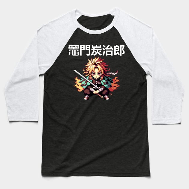 tanjiro kamado pixel art Baseball T-Shirt by Ngab Dur Podcast